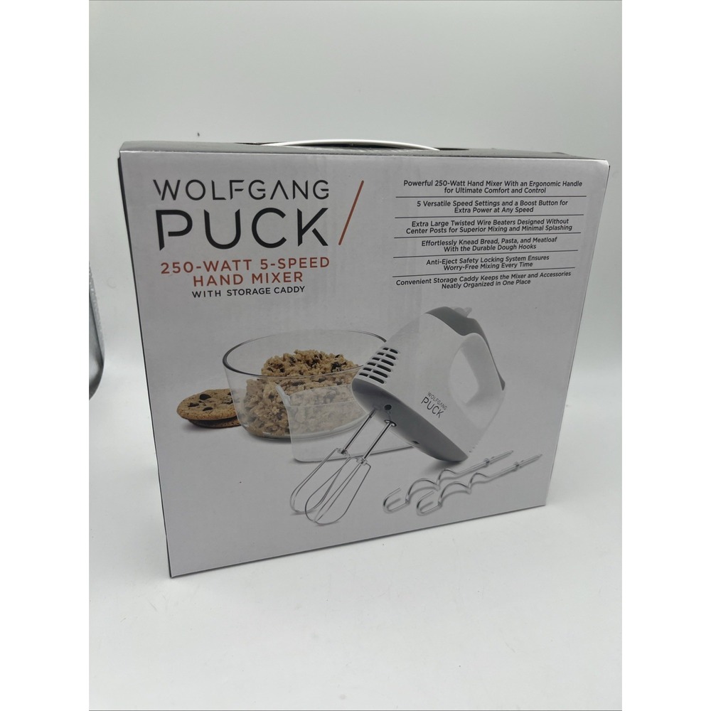 Wolfgang Puck Hand Mixer, 250 Watt 5 Speed with Storage Caddy
